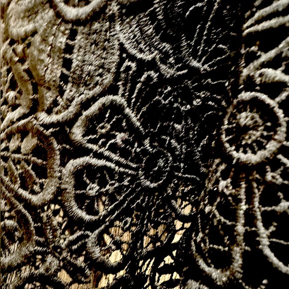 Elie Tahari Skirt Black Lace Ruffled Hem Artsy Flare Dressy Designer Flared. M - Picture 3 of 10